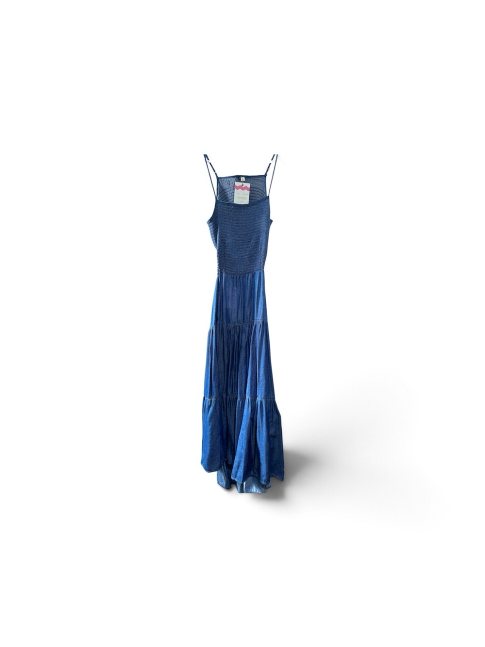 Blue Tiered Maxi Dress with Spaghetti Straps